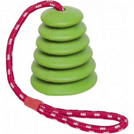 Nobby hračka pre veľké psy tvrdá guma s lanom zelená