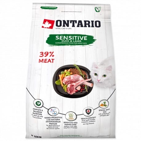 Ontario Cat Sensitive/Derma 2kg NEW