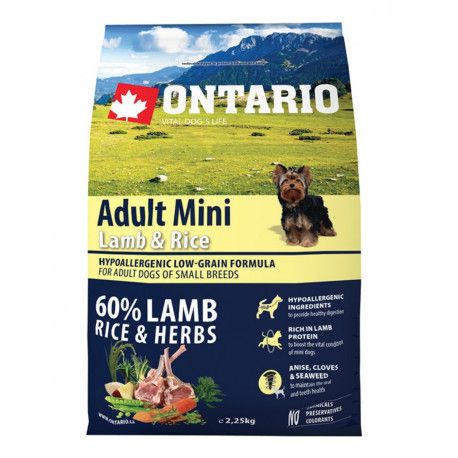 ONTARIO Dog Adult Mini Lamb & Rice & Turkey 2,25kg