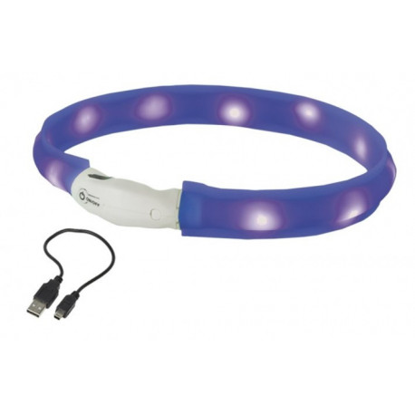 Nobby LED plochý svietiaci obojok pre psov modrý M 55cm