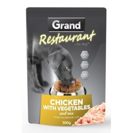 GRAND kaps. deluxe pes Restaur. 100% kuřecí, zel. 300g