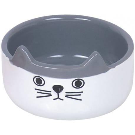 Nobby CAT FACE keramická miska pre mačky bielo-šedá 13x4,5cm / 0,16l