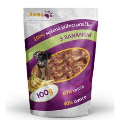 HANNY FOOD 100% sušená Kuřecí prsíčka s banánem 100g