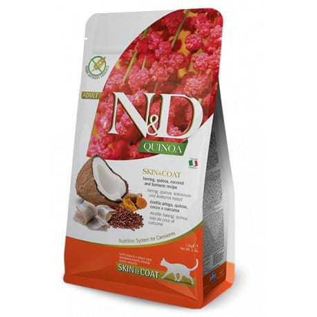 N&D GF Quinoa CAT Skin&Coat Herring & Coconut 1,5kg