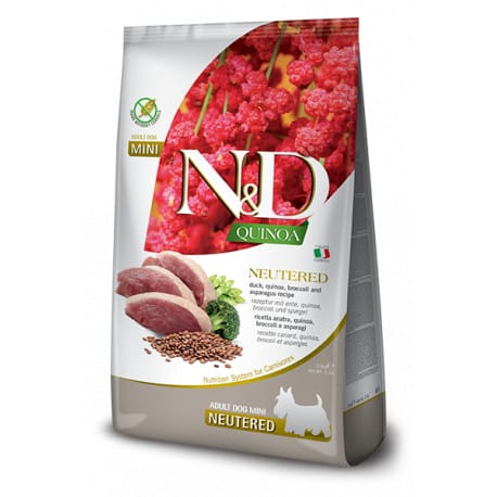 N&D Quinoa DOG Neutered Duck&Broccoli&Asp. Mini 800g