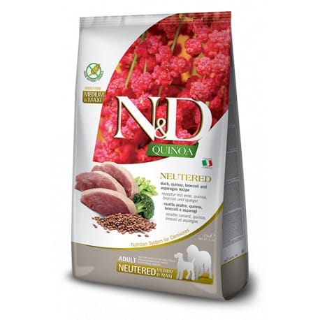 N&D Quinoa DOG Neutered Duck&Broccoli&Asp. 2,5kg