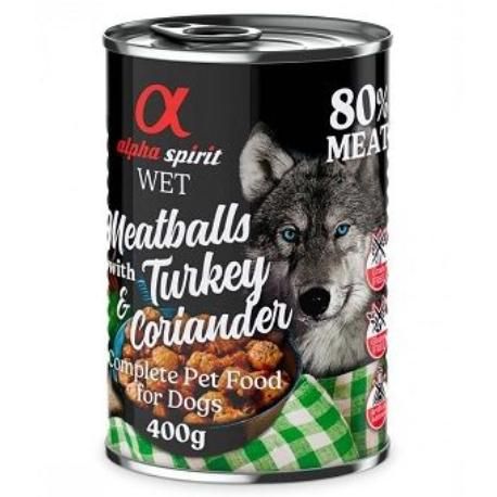 Alpha Spirit Dog Meatballs turkey with coriander 400g