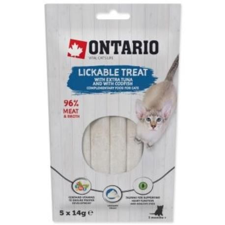 Ontario pochoutka lízací tuňák a treska 5x14g