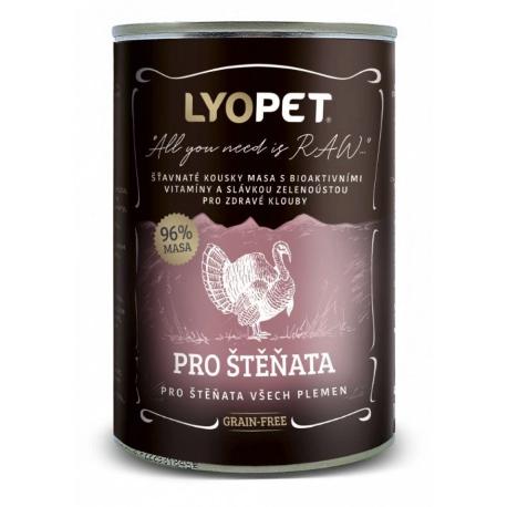 Lyopet dog konz. pro štěňata 96% Krůtí maso 400g