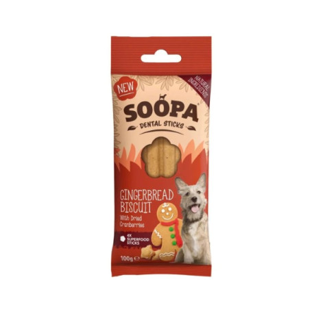 Dentální tyčinky Soopa s Gingerbread Biscuit 100g