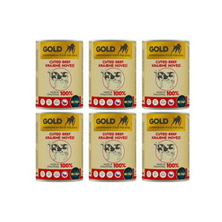 IRONpet Gold Dog Hovězí krájená svalovina, konz. 6x400g