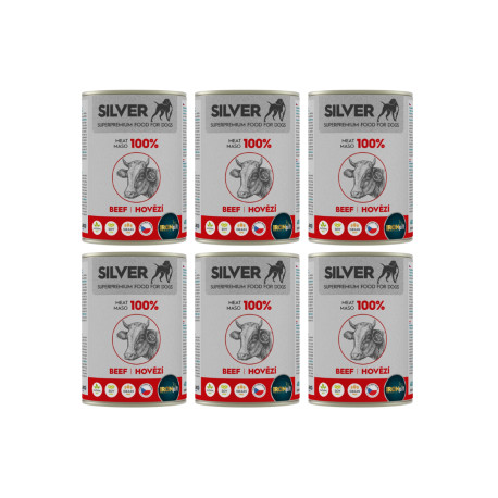 IRONpet Silver Dog Hovězí 100% masa, konzerva 6x400g