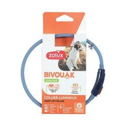 Obojek LED malý BIVOUAK 20-40cm USB modrá Zolux