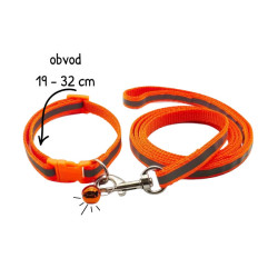 Sada obojek s vodítkem pro štěně oranžová reflex