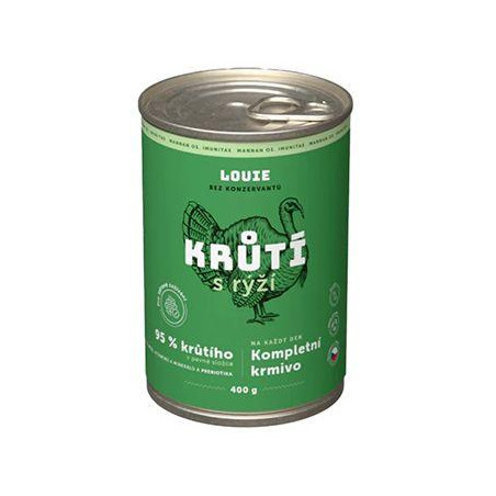 Louie Dog konz. Krůtí s rýží a prebiotiky 400g