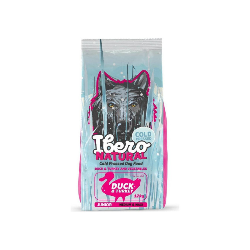 Ibero NATURAL dog Junior M/L COLD PRESSED duck 12kg