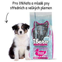 Ibero NATURAL dog Junior M/L COLD PRESSED duck 12kg