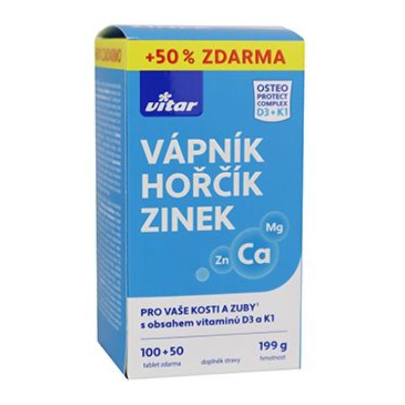 Vitar Vápník+Hořčík+Zinek+D3+K1 100+50tbl