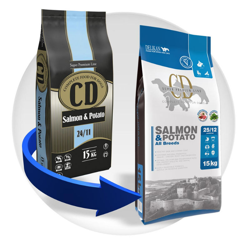 Delikan CD Salmon and potato Dog 15 kg – granuly s lososom