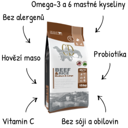Delikan Dog CD Beef and Rice 15 kg – granuly s hovädzím a ryžou