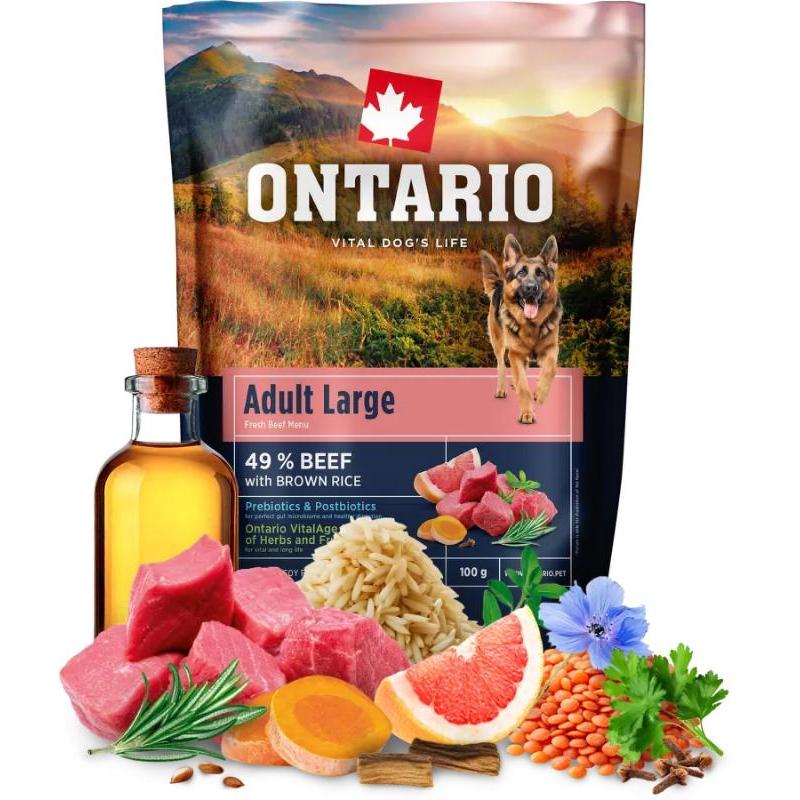 Vzorek ONTARIO Adult Large Beef & Brown Rice 100g