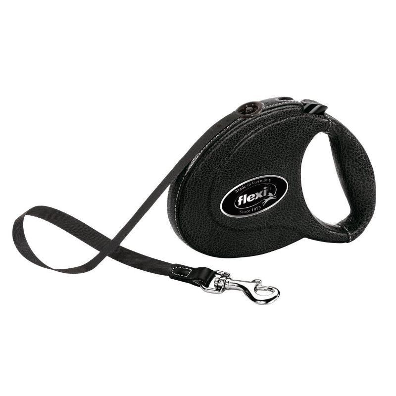 Flexi Vodítko Leather M pásek 5m černá kůže