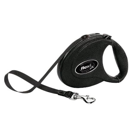 Flexi Vodítko Leather M pásek 5m černá kůže